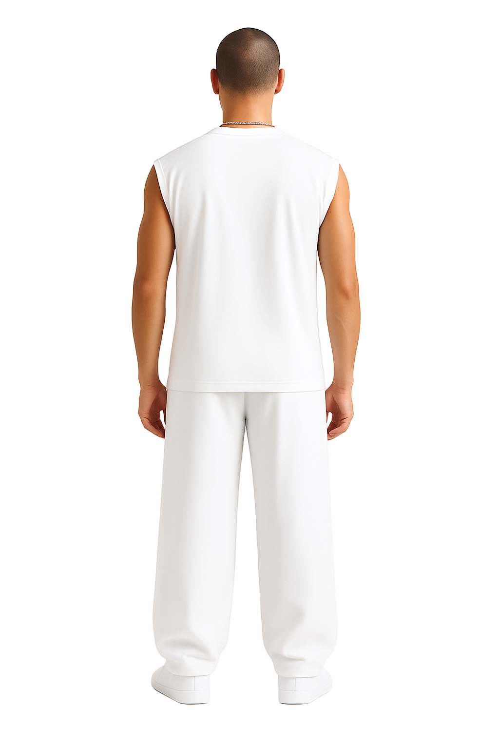 White Lion Graphic Sleeveless Tracksuit Set