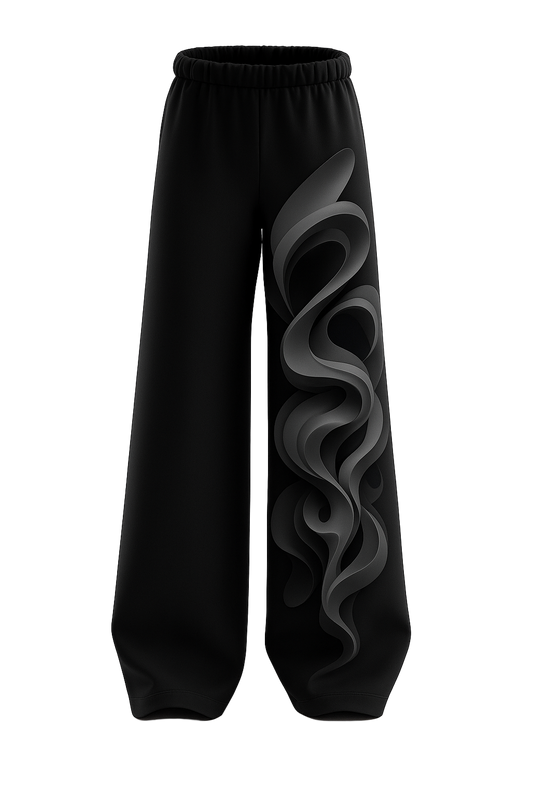 Black Smoke Wave Baggy Pants