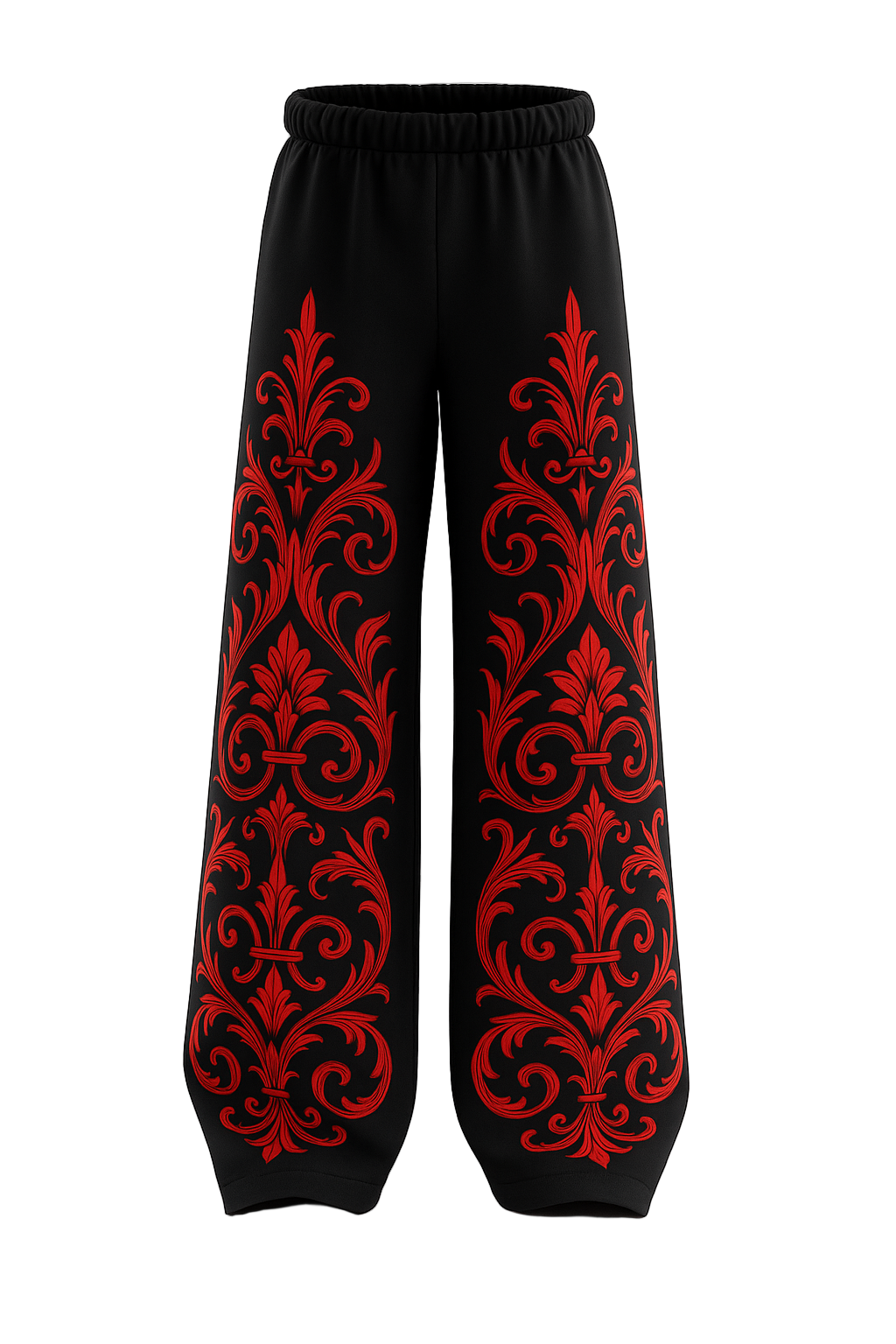 Black Red Royal Floral Baggy Pants