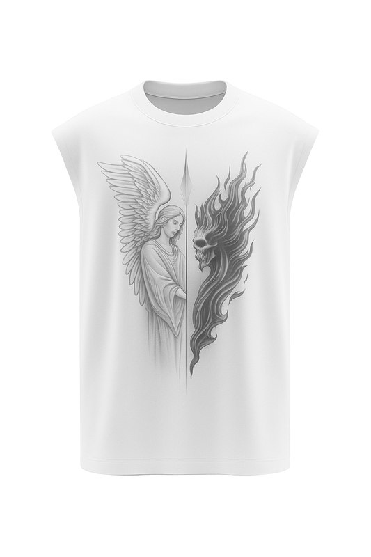 White Angel & Flame Skull Vest